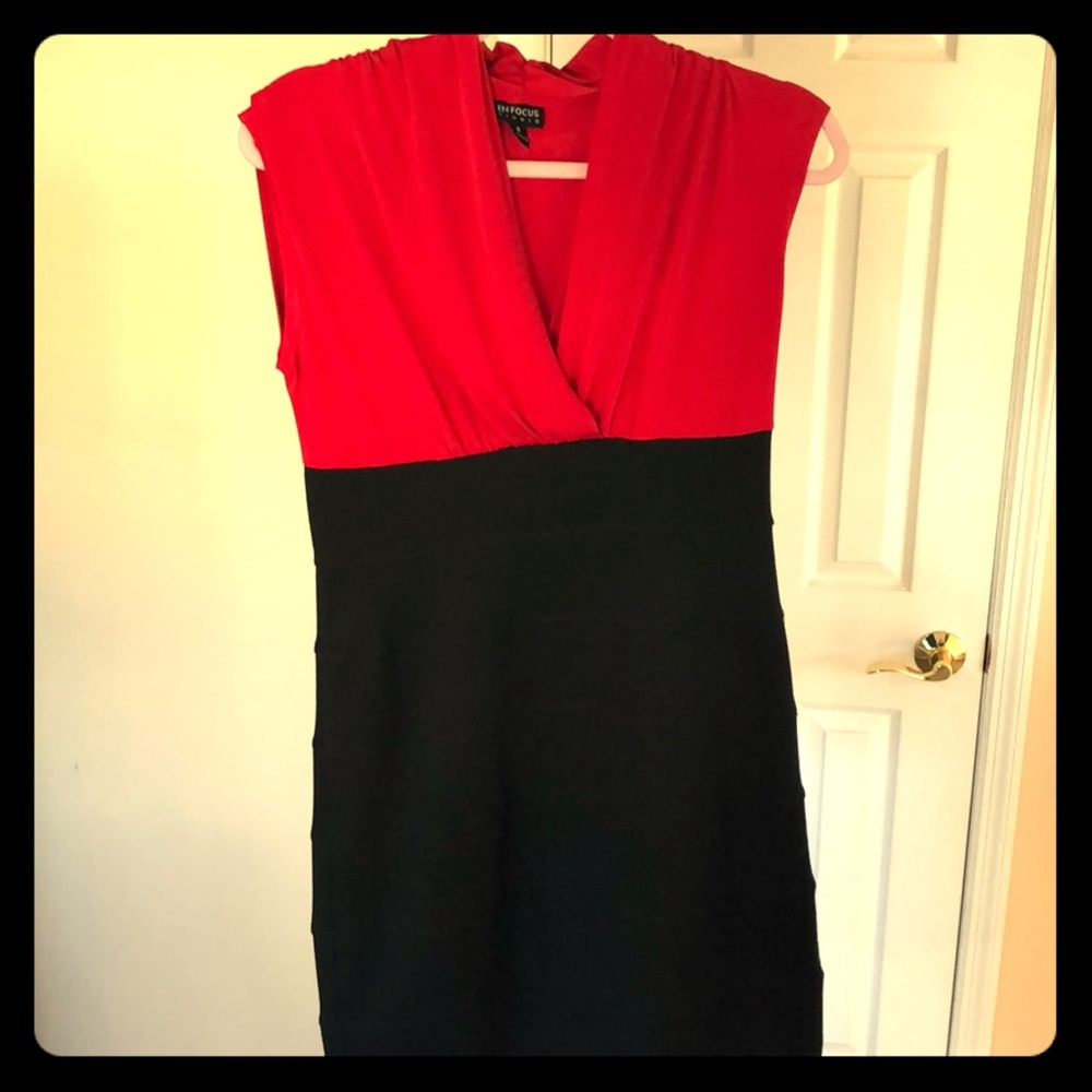 Red and black cocktail dress